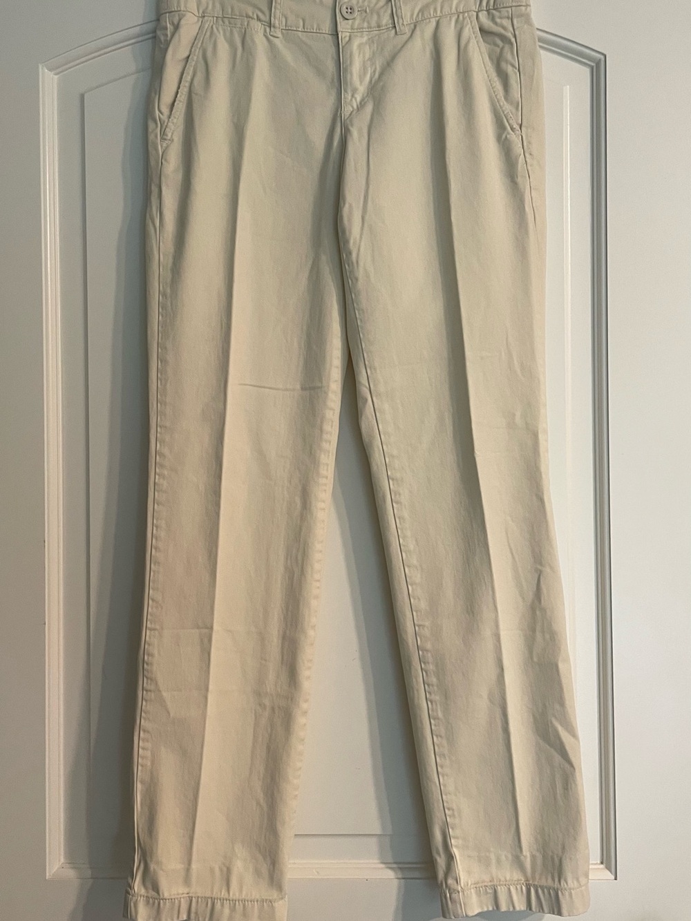 J.CREW Women's Beige Twill Cotton Chino City Fit Straight Leg Pants Pockets